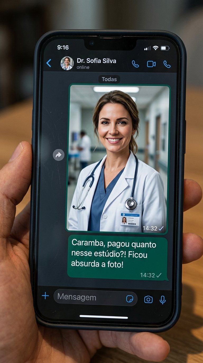 Print de WhatsApp: cliente elogiando a foto gerada pelo Código Fotografia Zero